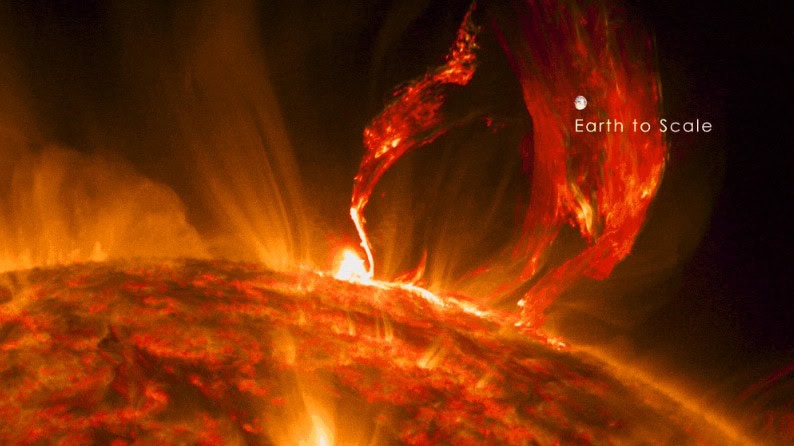 A computer rendering of a solar flare