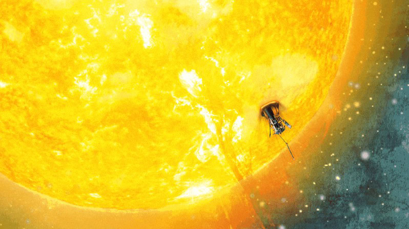 A render of Parker Solar Probe approaching the sun