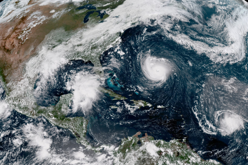 Satellite image of hurricane in the Atlantic