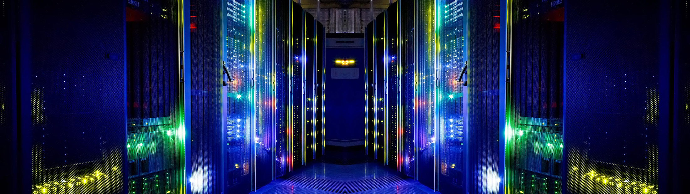 full view image of server rack at a database center
