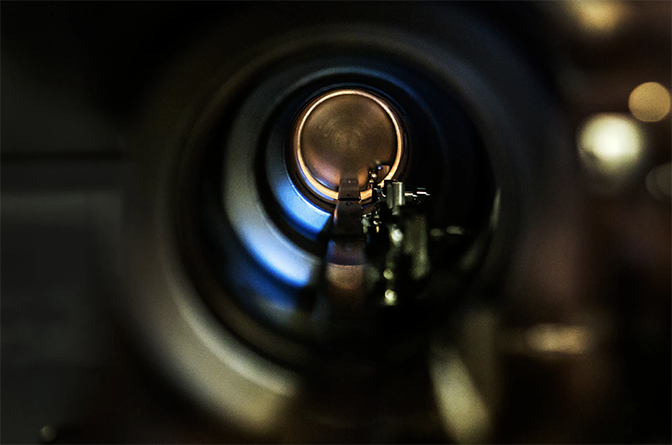 an inside view of the main concourse of the molecular beam epitaxy apparatus in the carl a