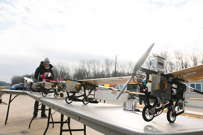 an image of professor cesnik and his team testing the X-HALE aircraft's new autopilot feature