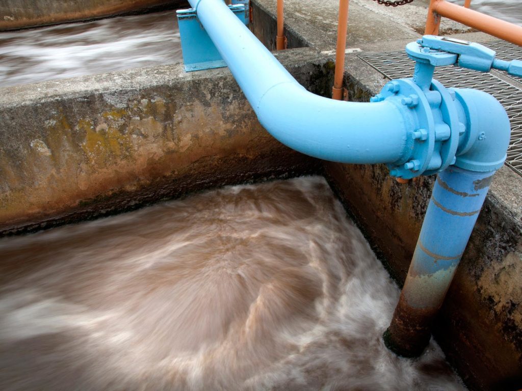 Pipes at a water treatment facility