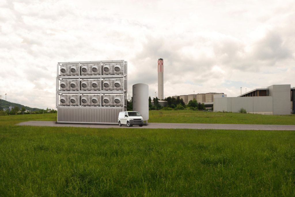 A unit that captures carbon dioxide from the environment