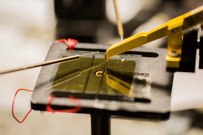 a close up image of the affordable and flexible carbon-based solar cells for the manufacture of semiconductor