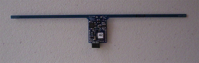 An image of the prototype of a wirelessly powered, RFID-based sensor