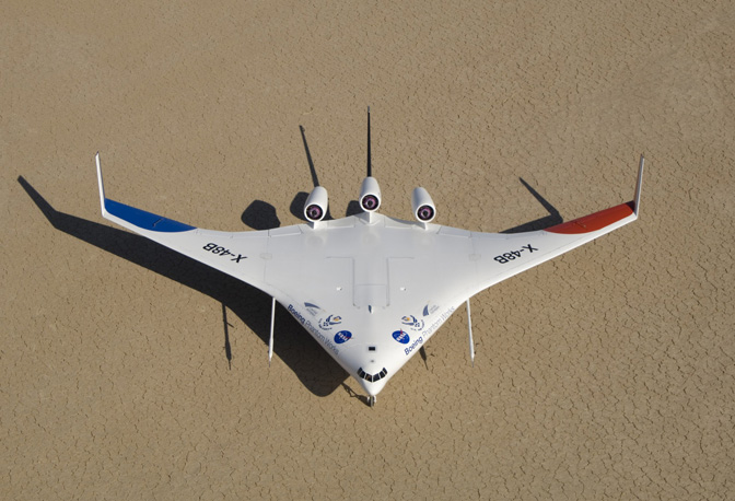 Photo of Boeing's colorful X-48B