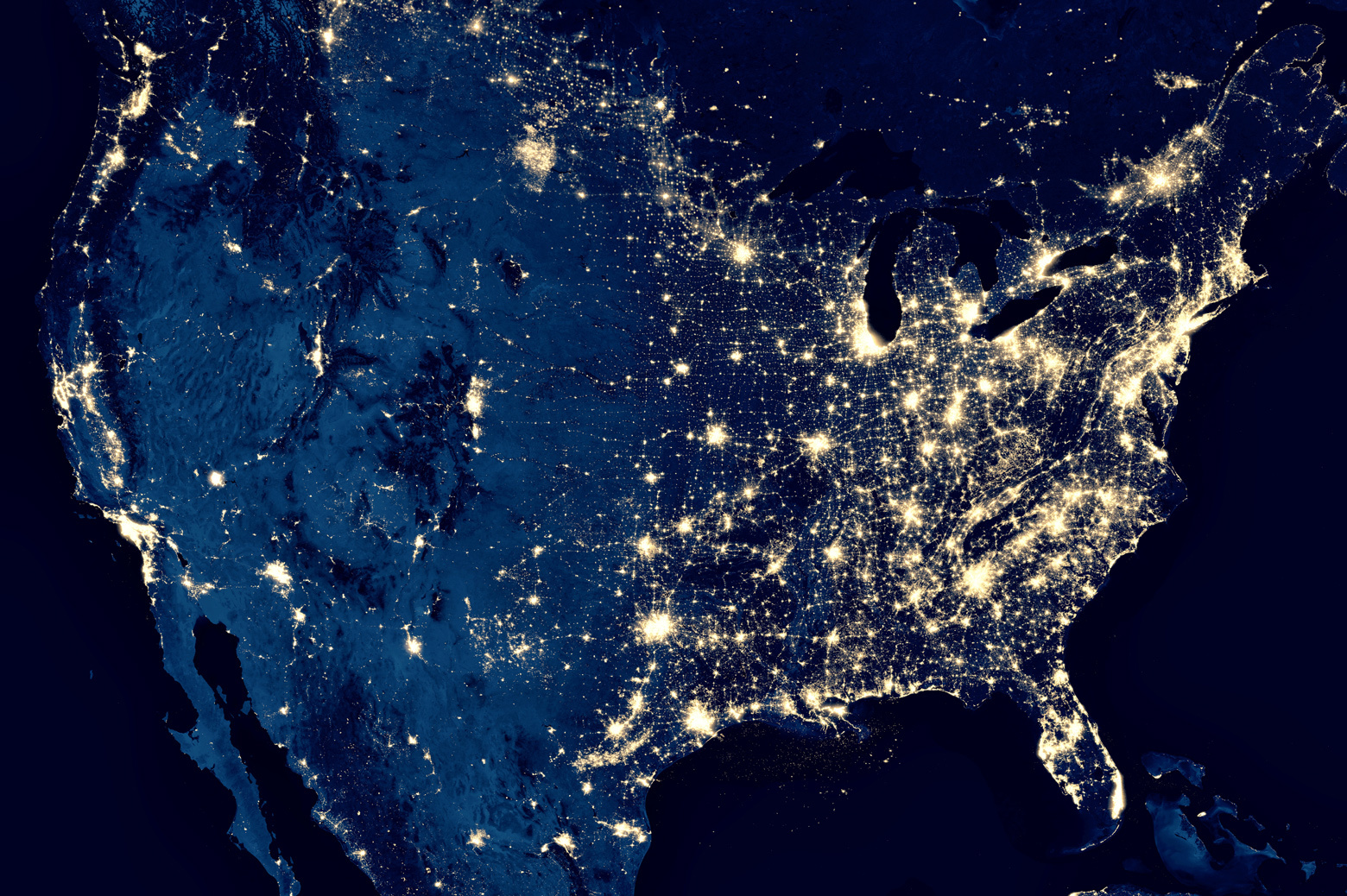 Satellite image of the United States