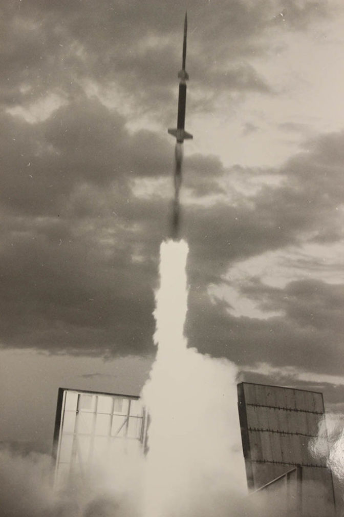 Historic photo of a 1960s rocket launch