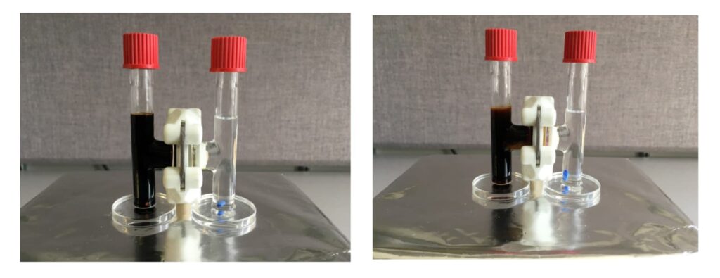 The experiment set up left to right