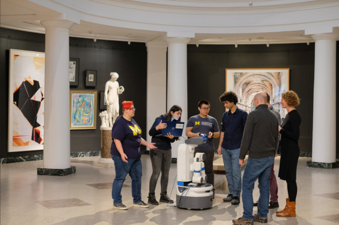 Interacting with the robot docent at the University of Michigan Museum of Art. Photo: UMMA