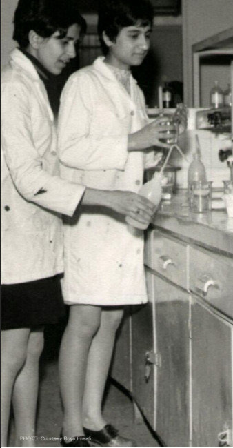 Roya Ensafi's mother in a chemistry lab