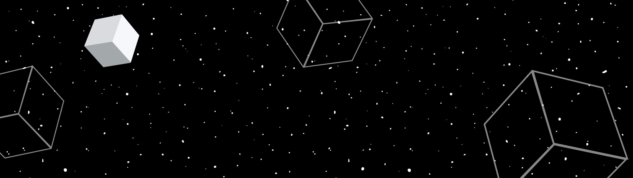 A rendering of stars in space with abstract square shapes