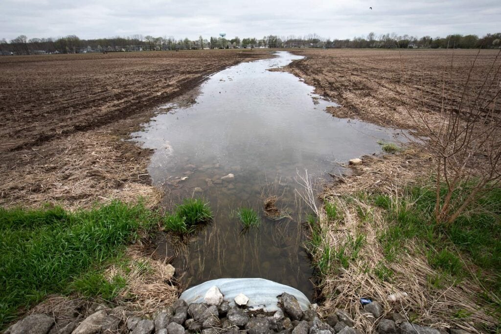 a flooded field outside Goshen