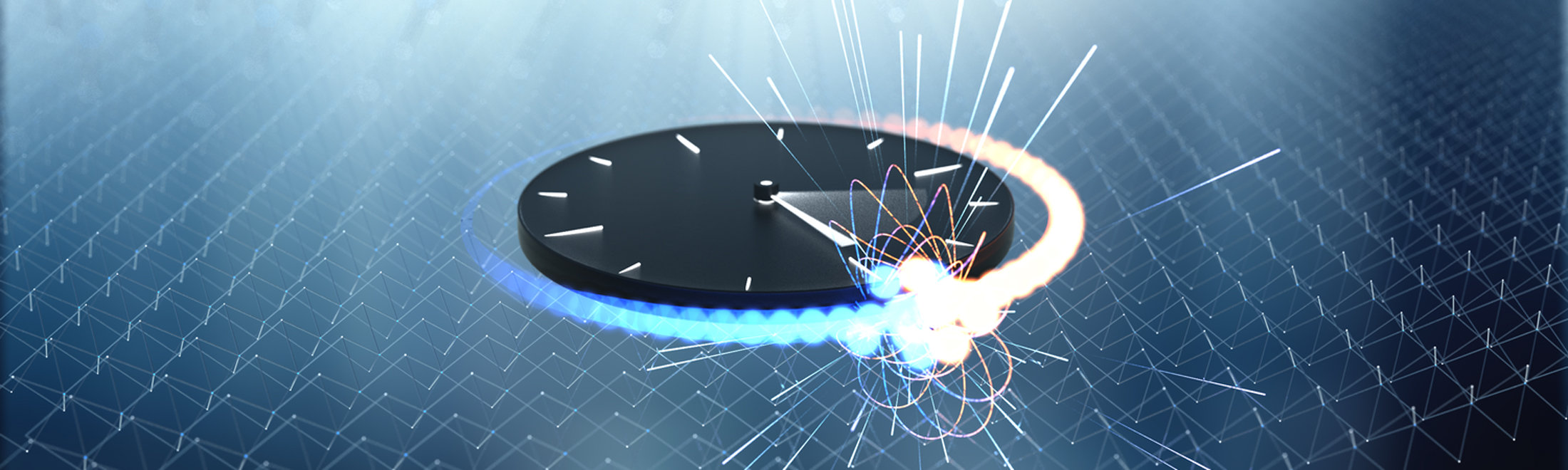 A computer rendering of a clock that shoots sparks