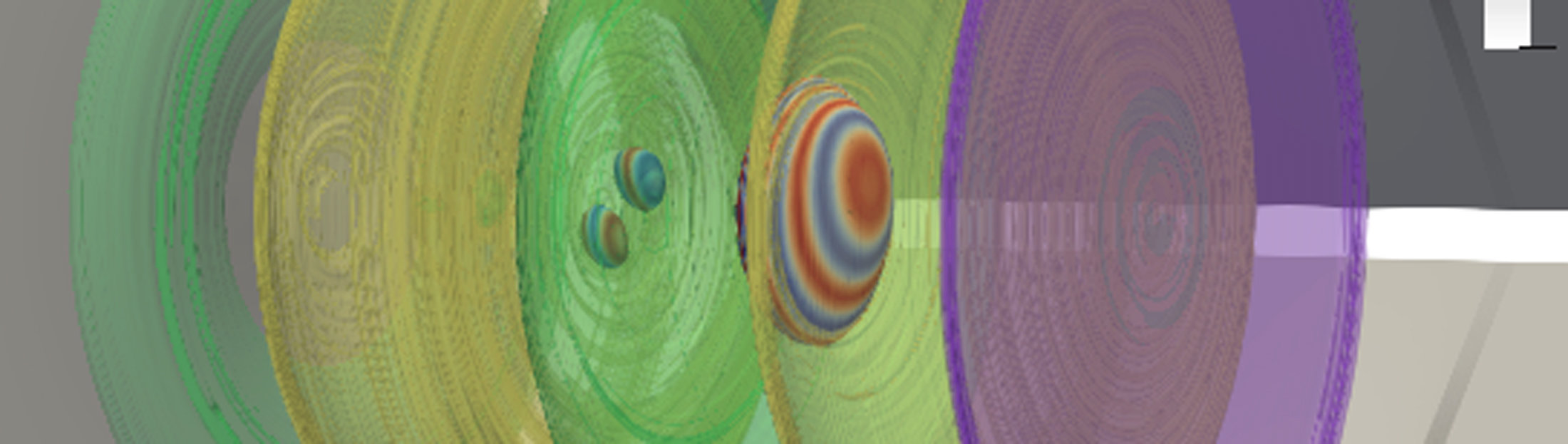 A simulation of the laser with layers of colors to show electron beam effects