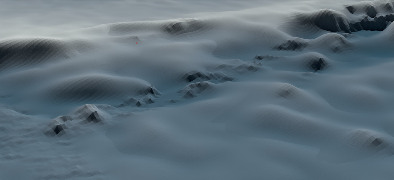 A grey and blocky visual that shows ripples in water