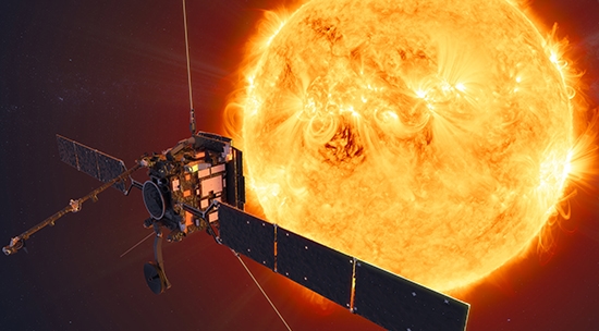 Solar orbiter is the next closest spacecraft to the sun, approaching around 26 million miles at its closest point. The spacecraft's primary body is 2.5 by 3.0 by 2.5 meters in size and is equipped with two solar panels and three antennas, and it weighs nearly 3,800 pounds. Starting in 2025, Solar Orbiter will fly into a polar orbit around the sun, which is shown in red and sits around 17 degrees from the plane of the other spacecrafts’ orbits.