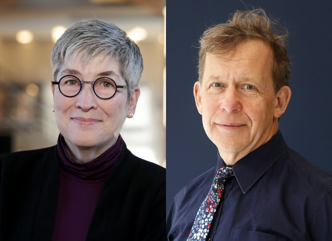 Side by side portraits of National Academy of Engineering winners for 2025: Elizabeth Holm, (left) and Nicholas Kotov (right).