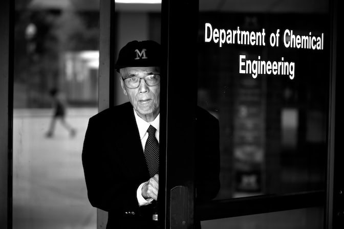 Ralph Yang in the doorway of Chemical Engineering