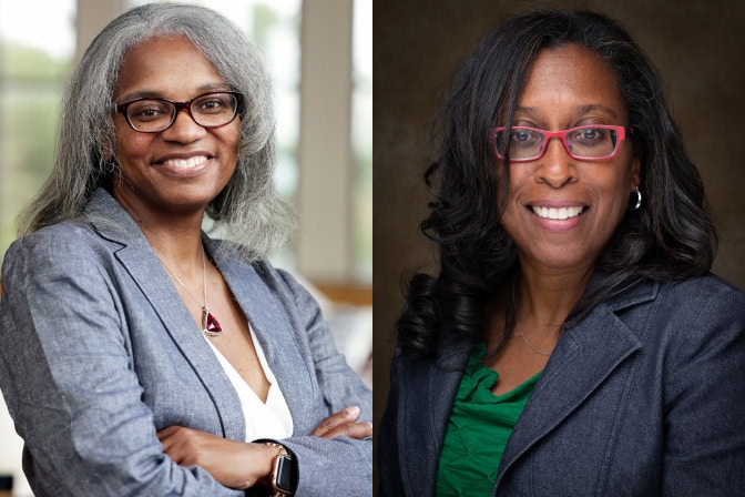 Side by side portraits of Julie Simmons Ivy (left) and Dr. Lauren Davis (right).