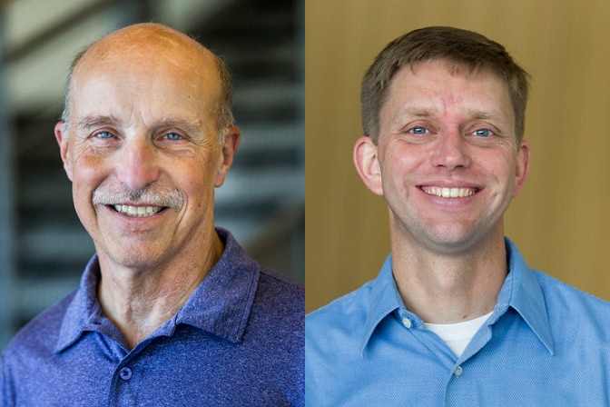 Side by side portrait of Seth Guikema (right) and Jim Bagian (left).