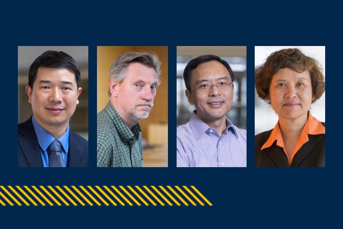 Portraits of (left) Jianping Fu, Karl Krushelnick, Wei Lu, and Jing Sun.