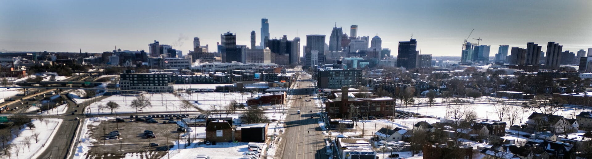 Downtown Detroit, looking east on Michigan Avenue.
