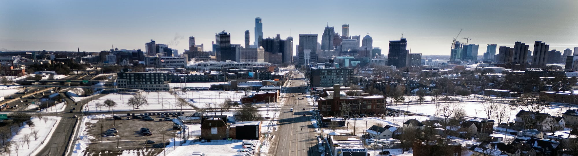 Downtown Detroit, looking east on Michigan Avenue.